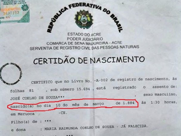Registro de nascimento do Sr. José Coelho de Souza