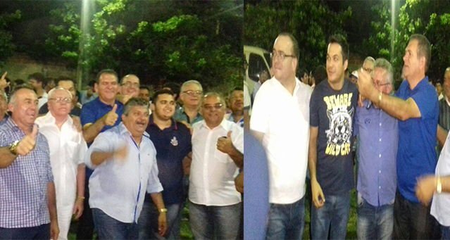 Lideranças e empresários que declaram apoio ao candidato de oposição, em Mauriti (Foto: Reprodução)