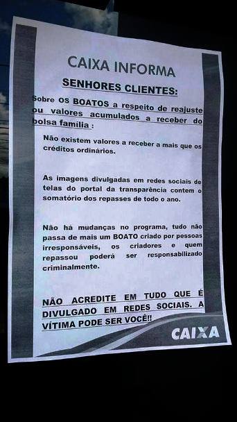 Avisos estão sendo expostos nas agencias da Caixa | Foto: Divulgação