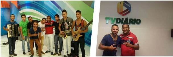 A esquerda, Cicinho Pica Pau e os Meninos de Mauriti, a direita, o vocalista Pica Pau e o radialista e o Pordutor Junior iziderio