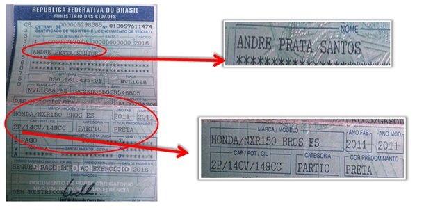 O documento estava com a vitima, mais a moto não foi encontrada | Foto: Divulgação