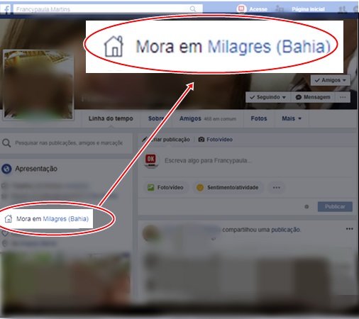 Perfil indicando a falha do Facebook