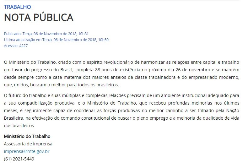 Ministério do trabalho