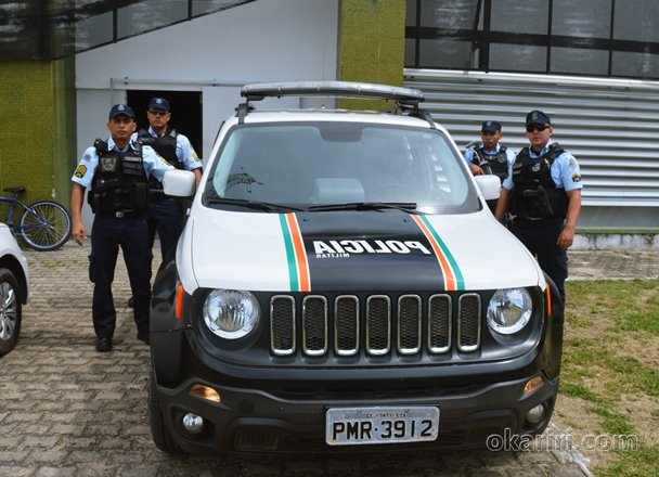 Policiais destacando no município de Milagres (CE) | Foto: OKariri.com